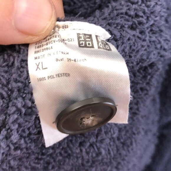 Uniqlo Womens Cardigan Sweater Size XL Navy Blue Boucle Knit Button Front Lounge - Picture 9 of 13